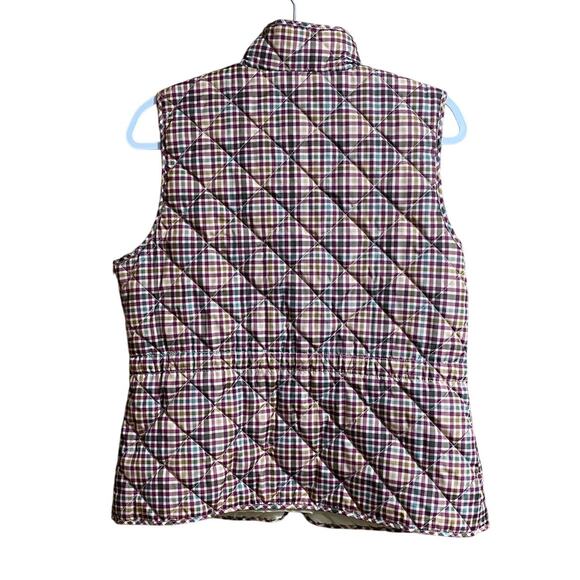 St John’s Bay Women’s Quilted Vest Medium Plaid Blue Red Full Zip Up - Picture 2 of 7
